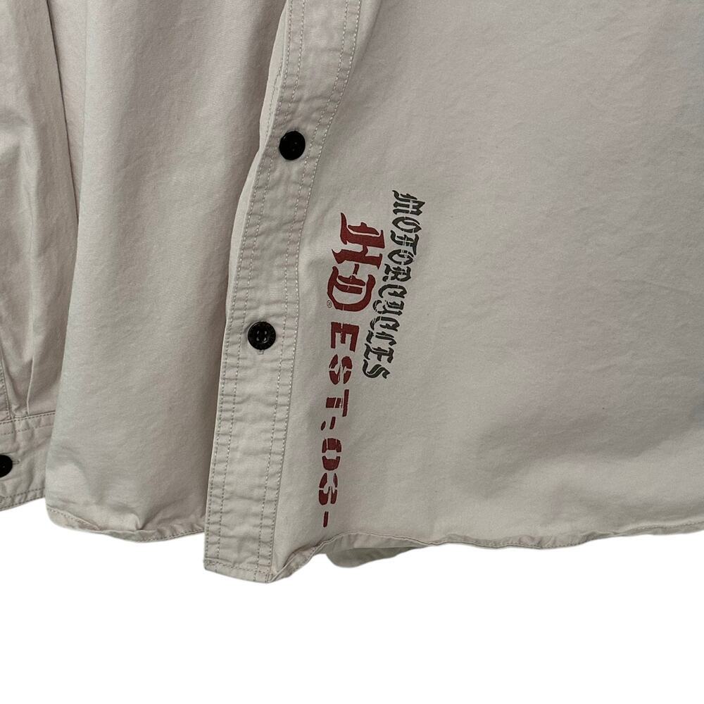 Harley-Davidson Men’s 100% Cotton Twill Graphic Long Sleeve Shirt Cream 2X - Picture 3 of 13